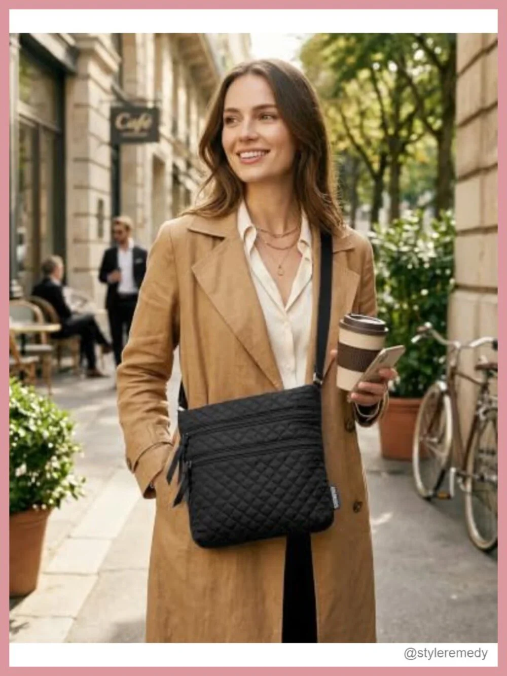 Quilted Crossbody Bag for Women, Small Sling Purse, Travel Wallet with